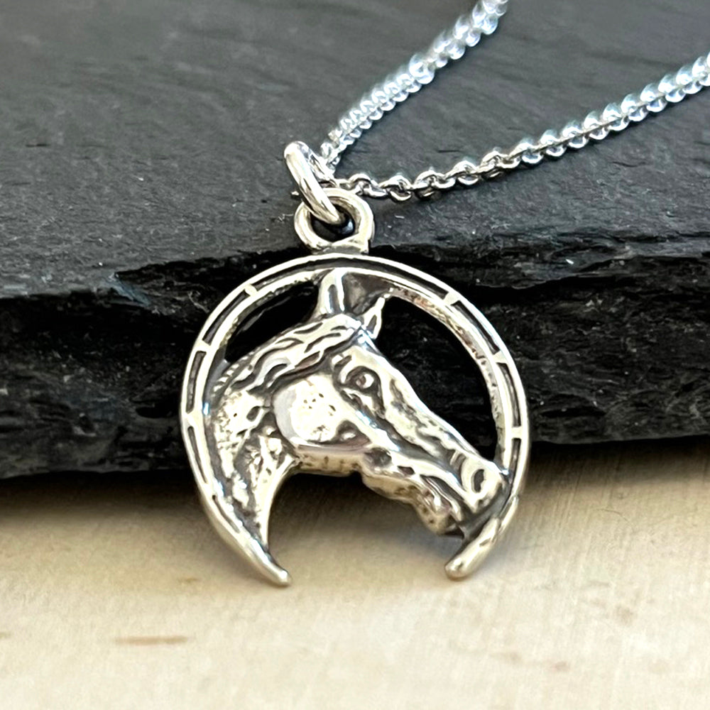 Horseshoe Horse Necklace-0799