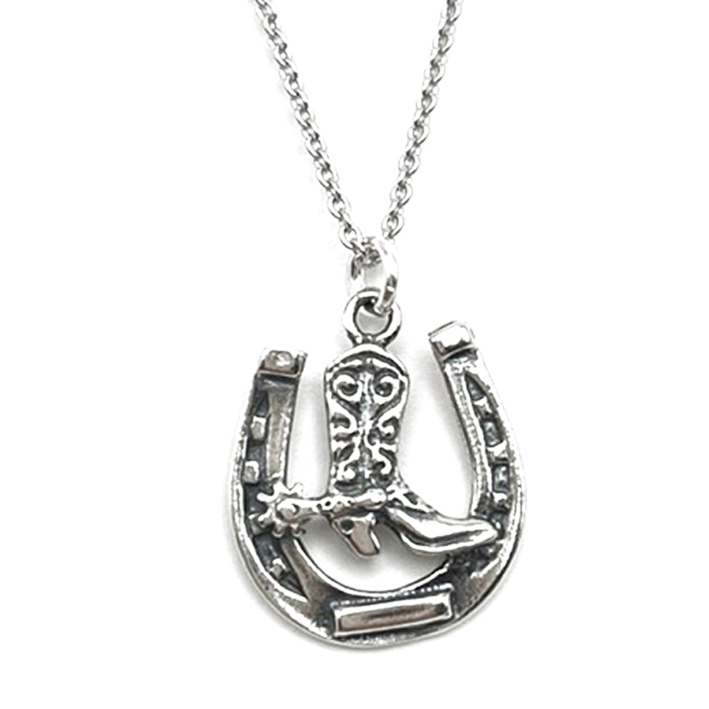 Horseshoe with Cowboy Boot Necklace-0802