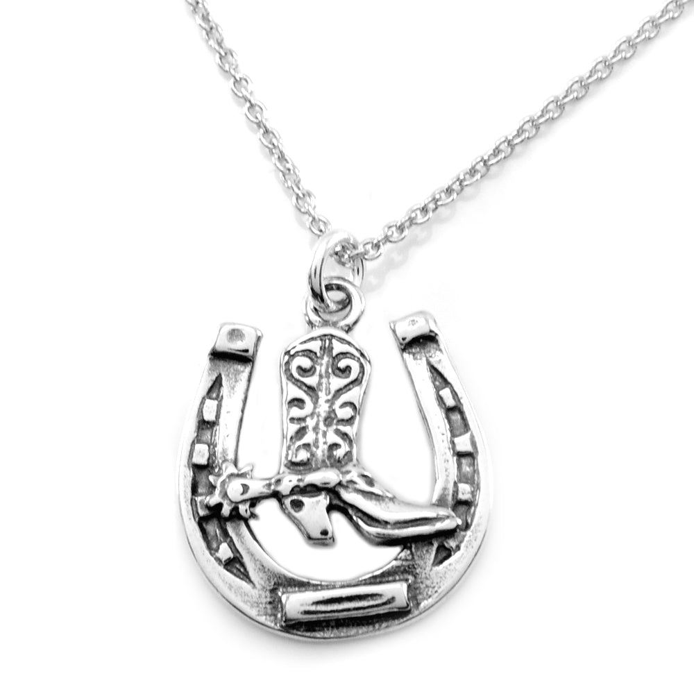 Horseshoe with Cowboy Boot Necklace-0802